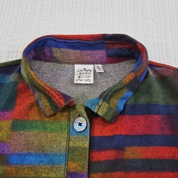 Parsley & Sage Shacket Women's Medium Fall Earth Tones EUC Long Sleeves Pockets - Picture 8 of 16